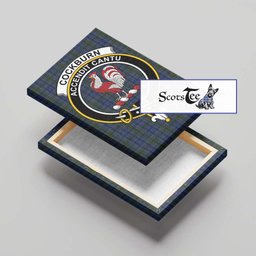 ScotsTee Shop Scottish Cockburn Blue Clan Crest Tartan Framed Canvas Print Wall Art