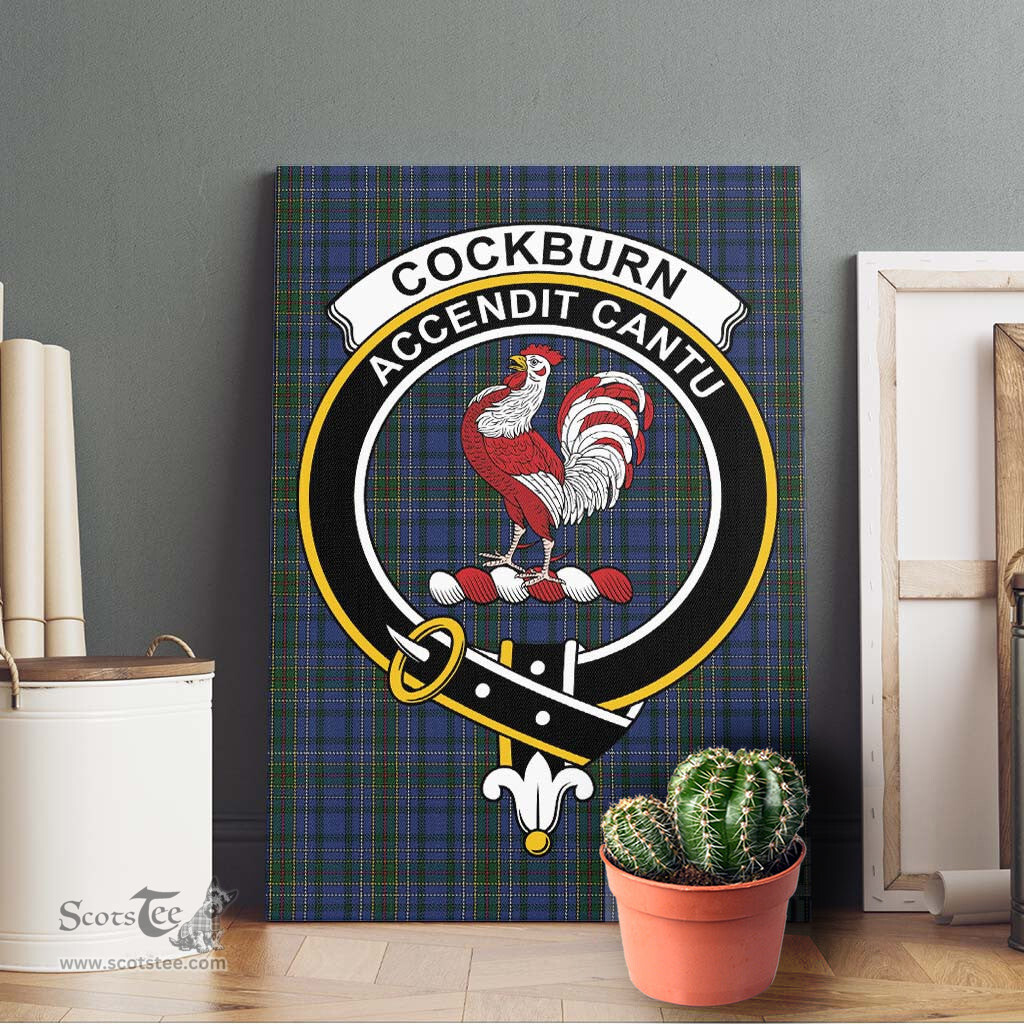 ScotsTee Shop Scottish Cockburn Blue Clan Crest Tartan Framed Canvas Print Wall Art