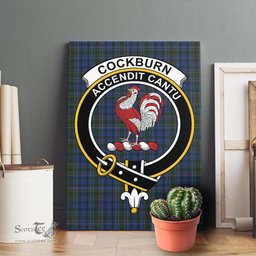 ScotsTee Shop Scottish Cockburn Blue Clan Crest Tartan Framed Canvas Print Wall Art