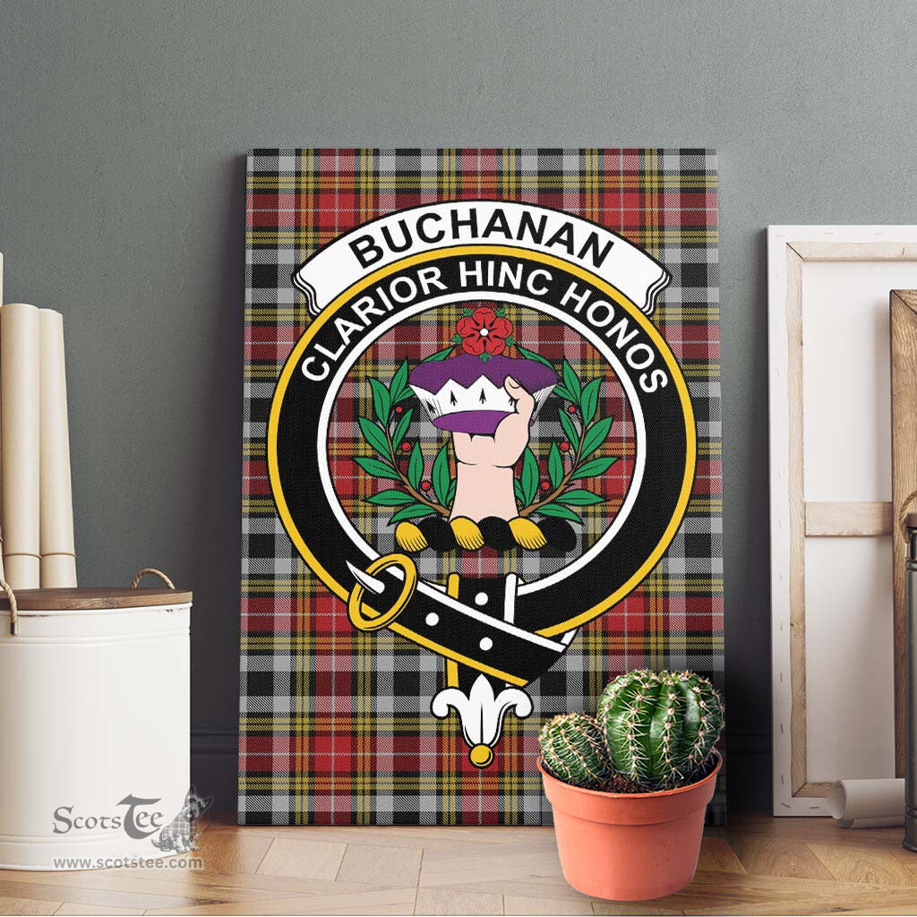 ScotsTee Shop Scottish Buchanan Old Dress Clan Crest Tartan Framed Canvas Print Wall Art