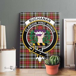 ScotsTee Shop Scottish Buchanan Old Dress Clan Crest Tartan Framed Canvas Print Wall Art