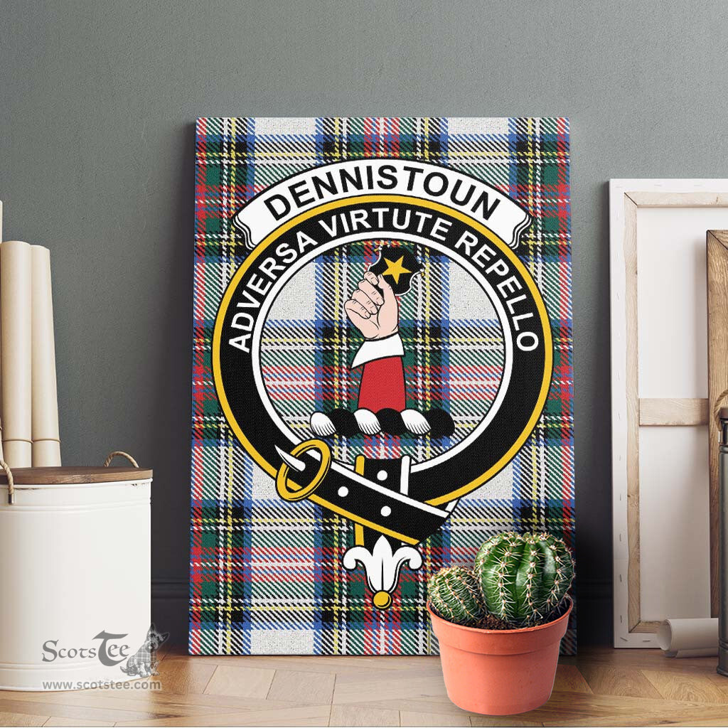 ScotsTee Shop Scottish Dennistoun Clan Crest Tartan Framed Canvas Print Wall Art