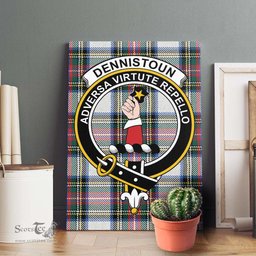 ScotsTee Shop Scottish Dennistoun Clan Crest Tartan Framed Canvas Print Wall Art