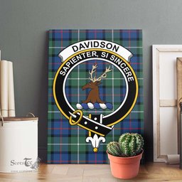 ScotsTee Shop Scottish Davidson of Tulloch Clan Crest Tartan Framed Canvas Print Wall Art