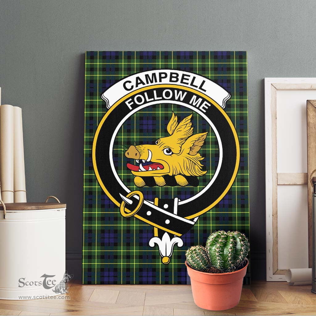 ScotsTee Shop Scottish Campbell of Breadalbane Modern Clan Crest Tartan Framed Canvas Print Wall Art