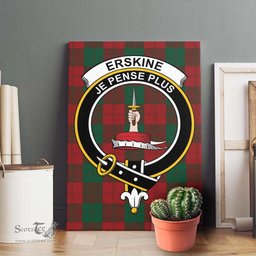 ScotsTee Shop Scottish Erskine Clan Crest Tartan Framed Canvas Print Wall Art