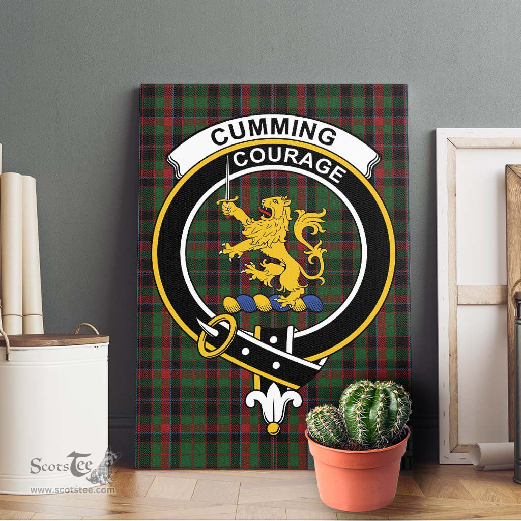 ScotsTee Shop Scottish Cumming Hunting Clan Crest Tartan Framed Canvas Print Wall Art