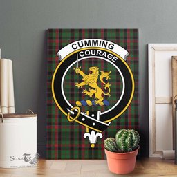 ScotsTee Shop Scottish Cumming Hunting Clan Crest Tartan Framed Canvas Print Wall Art