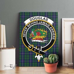 ScotsTee Shop Scottish Douglas Green Clan Crest Tartan Framed Canvas Print Wall Art