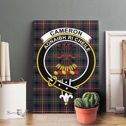 ScotsTee Shop Scottish Cameron Highlanders of Ottawa Clan Crest Tartan Framed Canvas Print Wall Art