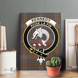 ScotsTee Shop Scottish Kennedy Weathered Clan Crest Tartan Framed Canvas Print Wall Art