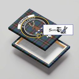 ScotsTee Shop Scottish Fraser Hunting Ancient Clan Crest Tartan Framed Canvas Print Wall Art