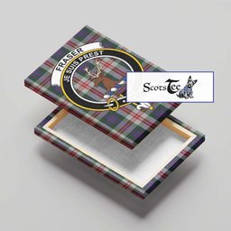 ScotsTee Shop Scottish Fraser Red Dress Clan Crest Tartan Framed Canvas Print Wall Art