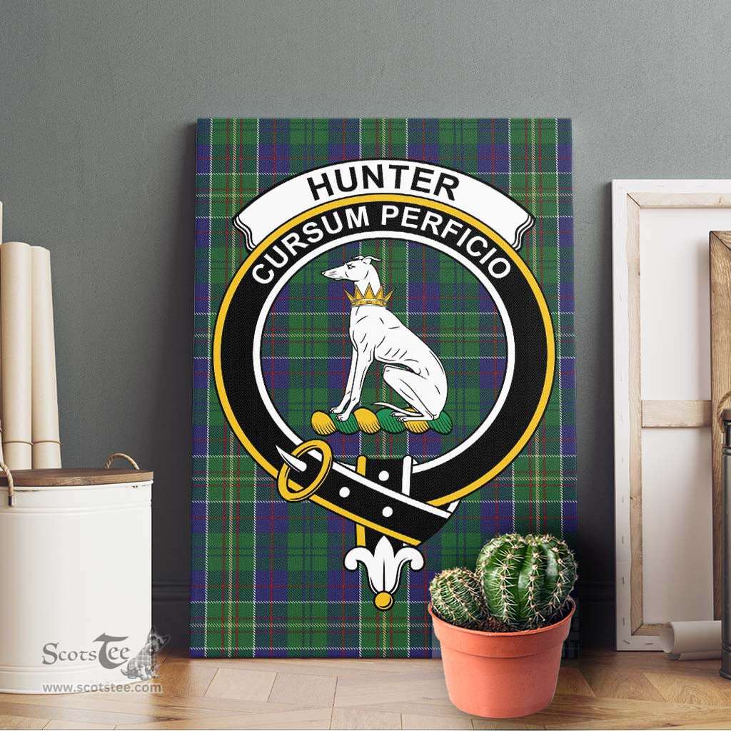 ScotsTee Shop Scottish Hunter of Hunterston Clan Crest Tartan Framed Canvas Print Wall Art