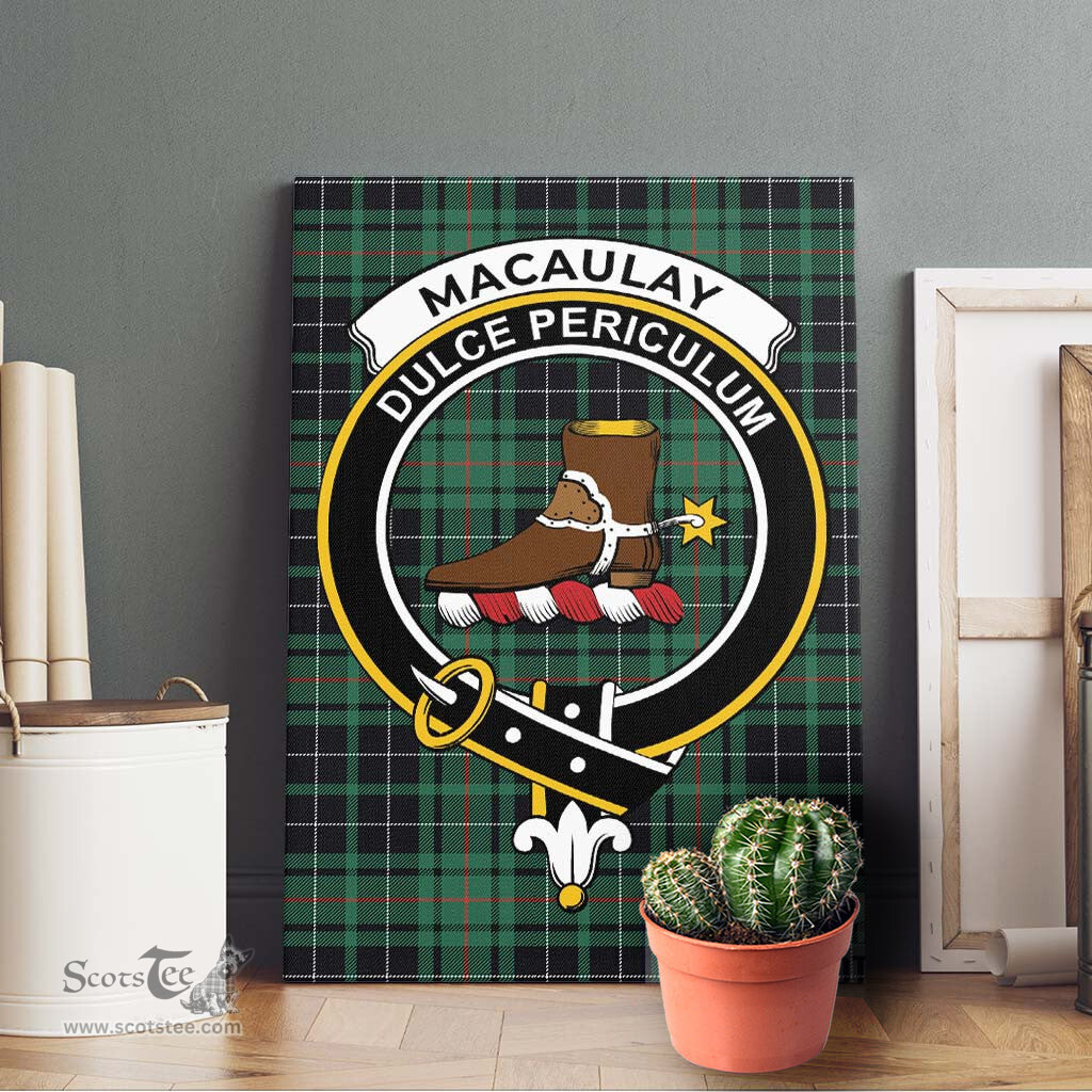 ScotsTee Shop Scottish MacAulay Hunting Ancient Clan Crest Tartan Framed Canvas Print Wall Art
