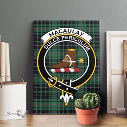 ScotsTee Shop Scottish MacAulay Hunting Ancient Clan Crest Tartan Framed Canvas Print Wall Art
