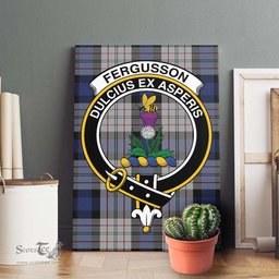 ScotsTee Shop Scottish Fergusson Dress Clan Crest Tartan Framed Canvas Print Wall Art
