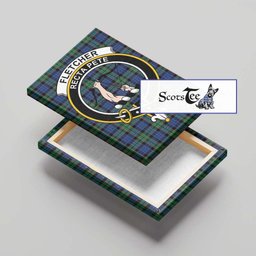 ScotsTee Shop Scottish Fletcher Ancient Clan Crest Tartan Framed Canvas Print Wall Art