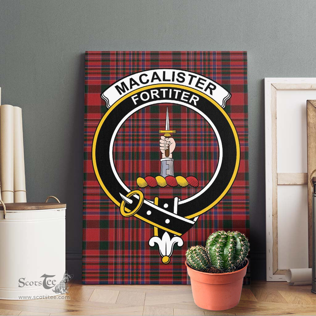 ScotsTee Shop Scottish MacAlister Clan Crest Tartan Framed Canvas Print Wall Art