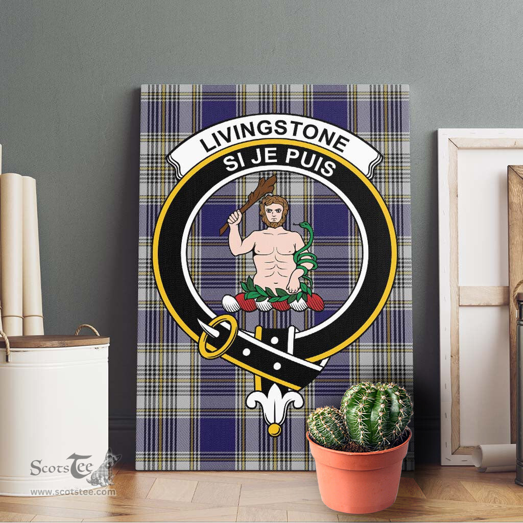 ScotsTee Shop Scottish Livingstone Dress Clan Crest Tartan Framed Canvas Print Wall Art