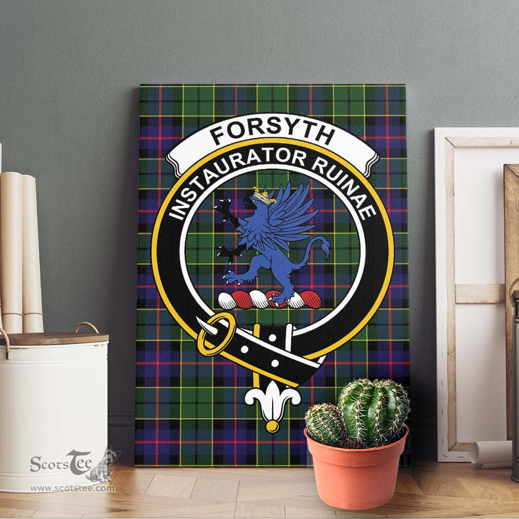 ScotsTee Shop Scottish Forsyth Modern Clan Crest Tartan Framed Canvas Print Wall Art