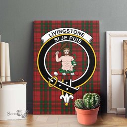 ScotsTee Shop Scottish Livingstone Clan Crest Tartan Framed Canvas Print Wall Art
