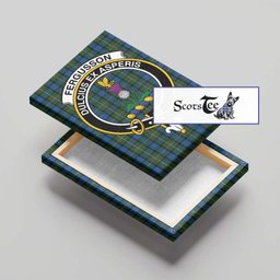 ScotsTee Shop Scottish Fergusson of Atholl Clan Crest Tartan Framed Canvas Print Wall Art