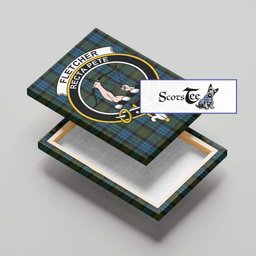 ScotsTee Shop Scottish Fletcher of Dunans Clan Crest Tartan Framed Canvas Print Wall Art