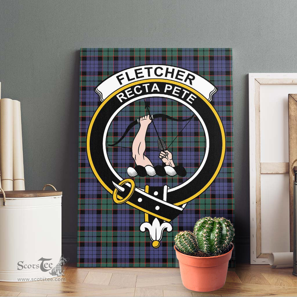 ScotsTee Shop Scottish Fletcher Modern Clan Crest Tartan Framed Canvas Print Wall Art