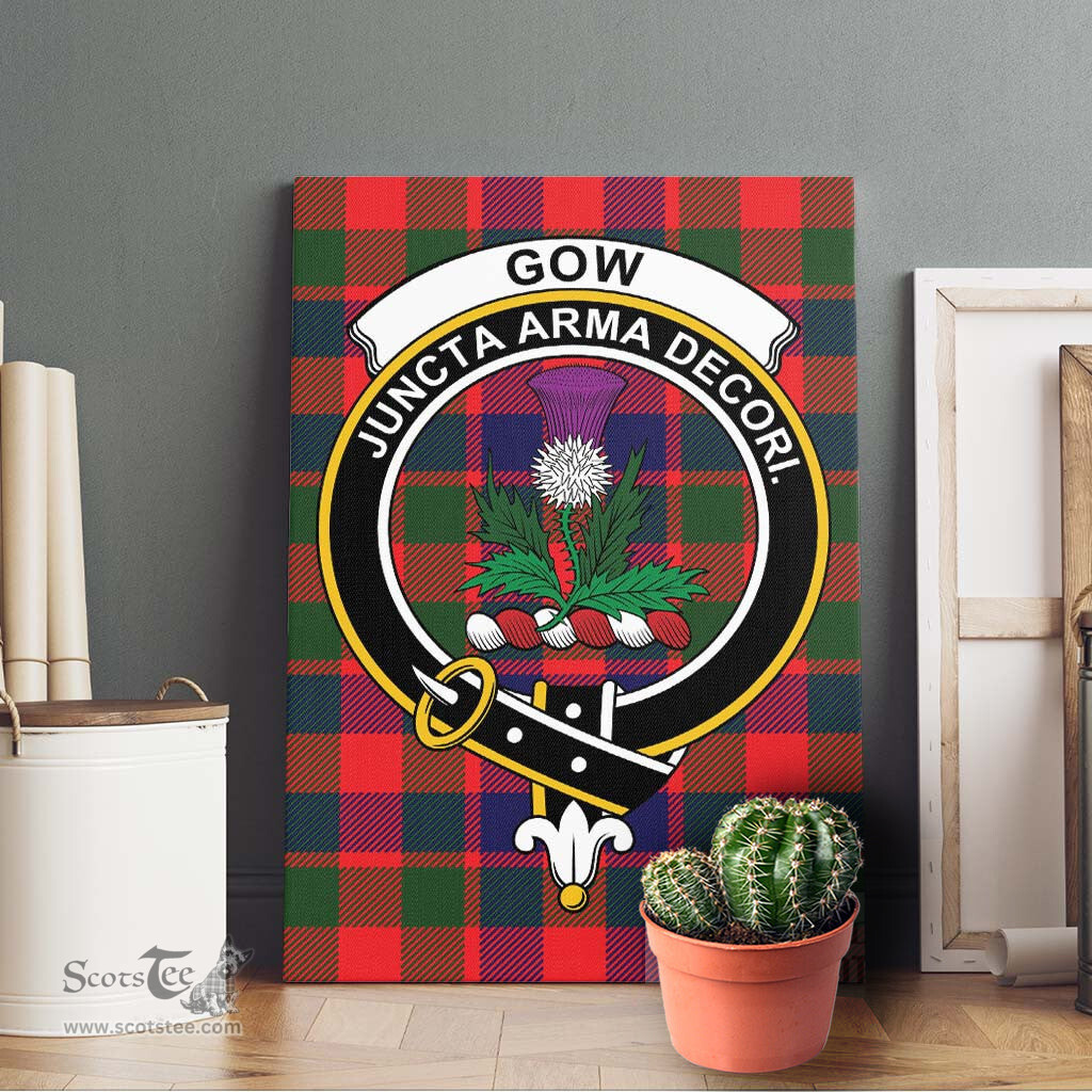 ScotsTee Shop Scottish Gow of Skeoch Clan Crest Tartan Framed Canvas Print Wall Art