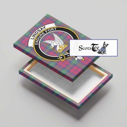 ScotsTee Shop Scottish Lindsay Ancient Clan Crest Tartan Framed Canvas Print Wall Art