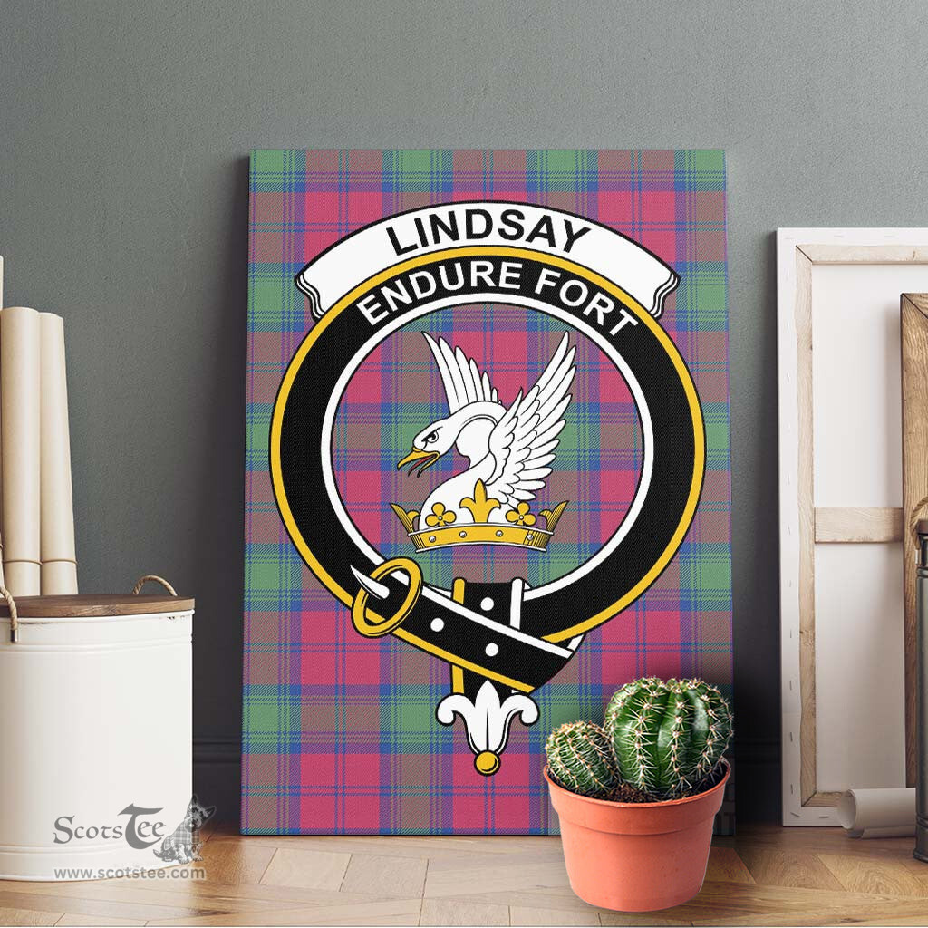 ScotsTee Shop Scottish Lindsay Ancient Clan Crest Tartan Framed Canvas Print Wall Art