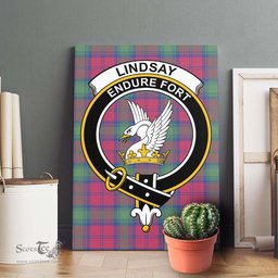ScotsTee Shop Scottish Lindsay Ancient Clan Crest Tartan Framed Canvas Print Wall Art