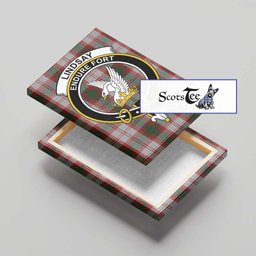ScotsTee Shop Scottish Lindsay Dress Red Clan Crest Tartan Framed Canvas Print Wall Art