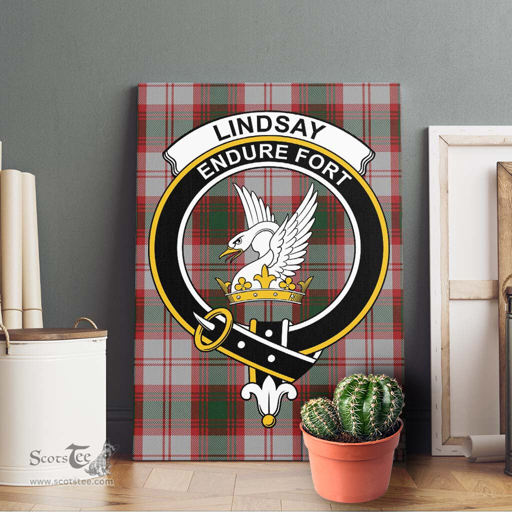 ScotsTee Shop Scottish Lindsay Dress Red Clan Crest Tartan Framed Canvas Print Wall Art