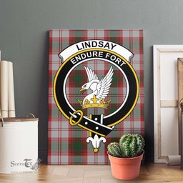 ScotsTee Shop Scottish Lindsay Dress Red Clan Crest Tartan Framed Canvas Print Wall Art