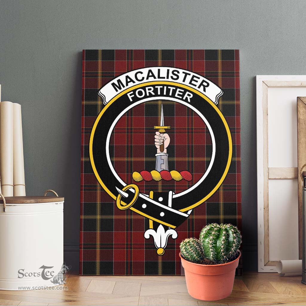 ScotsTee Shop Scottish MacAlister of Skye Clan Crest Tartan Framed Canvas Print Wall Art