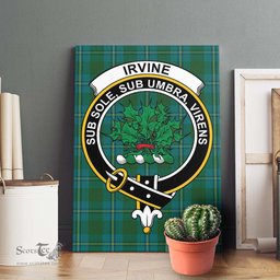 ScotsTee Shop Scottish Irvine of Bonshaw Clan Crest Tartan Framed Canvas Print Wall Art