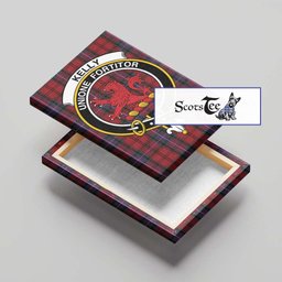 ScotsTee Shop Scottish Kelly of Sleat Red Clan Crest Tartan Framed Canvas Print Wall Art