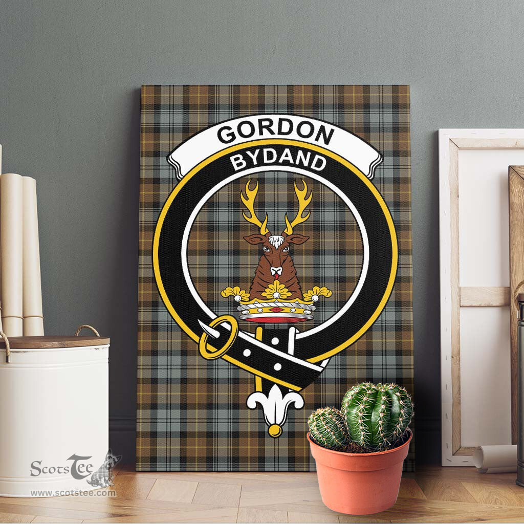 ScotsTee Shop Scottish Gordon Weathered Clan Crest Tartan Framed Canvas Print Wall Art