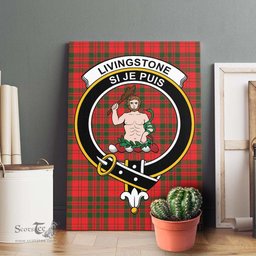 ScotsTee Shop Scottish Livingstone Modern Clan Crest Tartan Framed Canvas Print Wall Art
