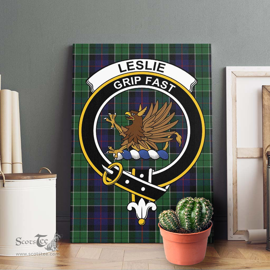 ScotsTee Shop Scottish Leslie Hunting Clan Crest Tartan Framed Canvas Print Wall Art