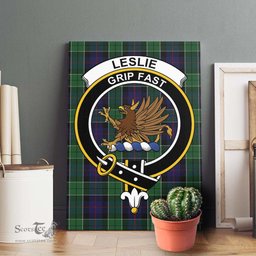 ScotsTee Shop Scottish Leslie Hunting Clan Crest Tartan Framed Canvas Print Wall Art