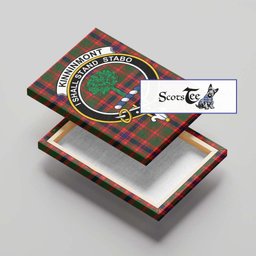 ScotsTee Shop Scottish Kinninmont Clan Crest Tartan Framed Canvas Print Wall Art