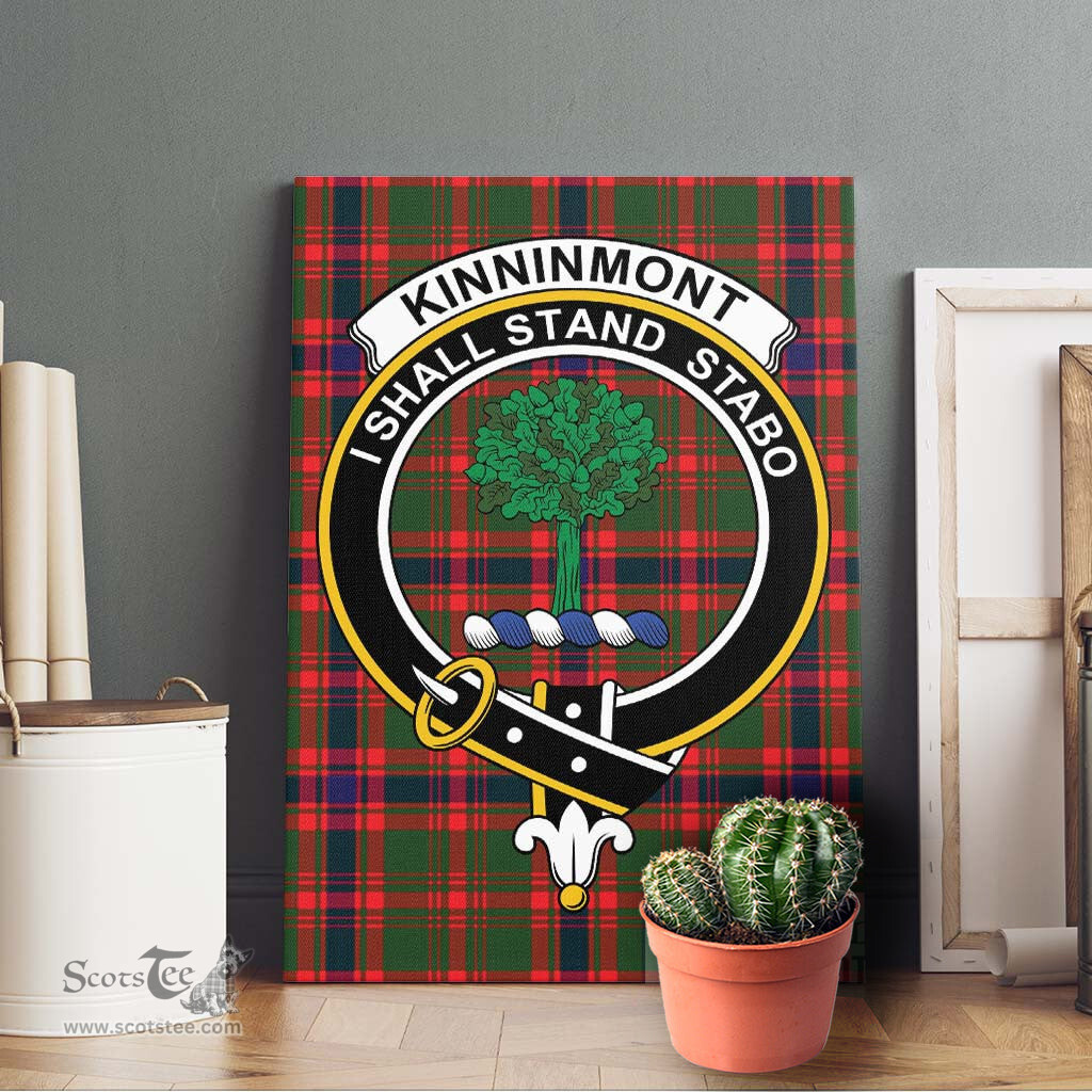 ScotsTee Shop Scottish Kinninmont Clan Crest Tartan Framed Canvas Print Wall Art