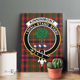 ScotsTee Shop Scottish Kinninmont Clan Crest Tartan Framed Canvas Print Wall Art