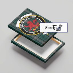 ScotsTee Shop Scottish Kelly of Sleat Hunting Clan Crest Tartan Framed Canvas Print Wall Art