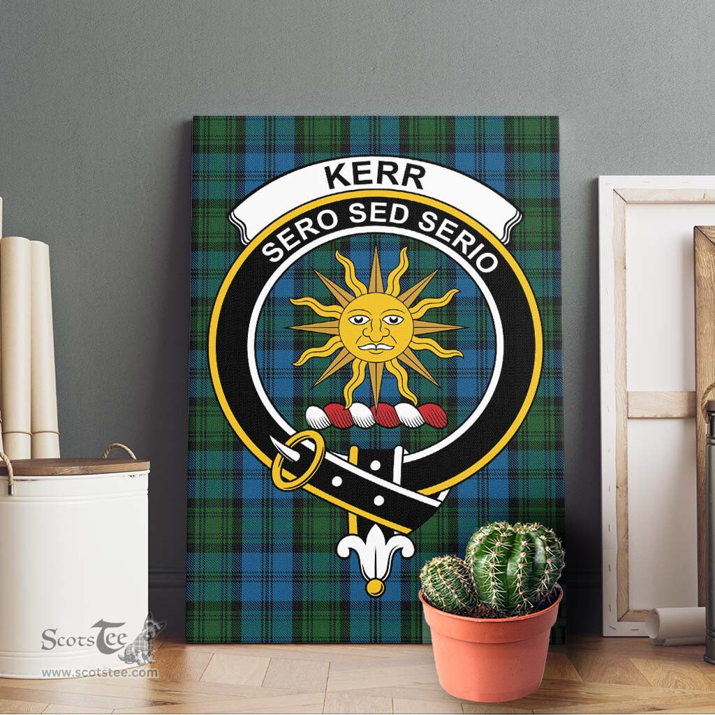 ScotsTee Shop Scottish Kerr Hunting Clan Crest Tartan Framed Canvas Print Wall Art