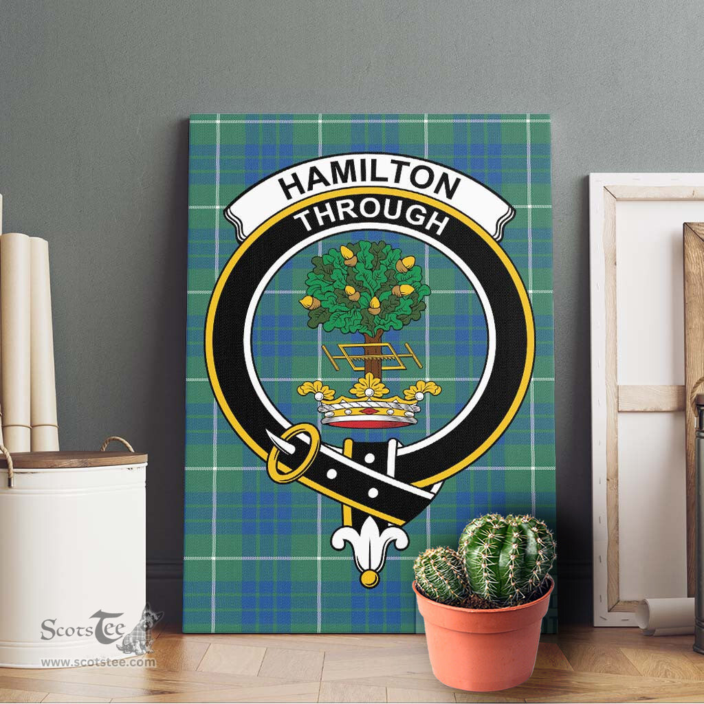 ScotsTee Shop Scottish Hamilton Hunting Ancient Clan Crest Tartan Framed Canvas Print Wall Art