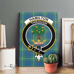 ScotsTee Shop Scottish Hamilton Hunting Ancient Clan Crest Tartan Framed Canvas Print Wall Art
